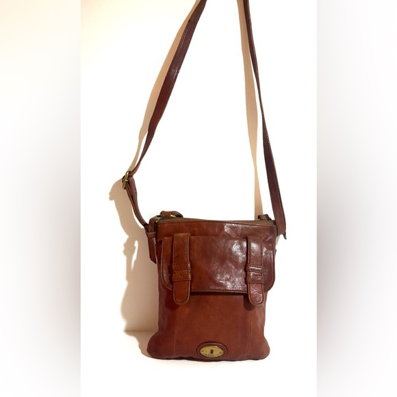 Fossil Brown Leather Crossbody Bag main - Picture 7 of 9